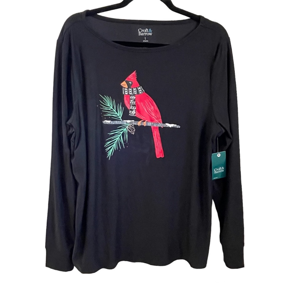 NWT Croft & Barrow Black Sleep Top - L
